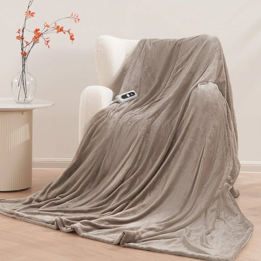 Electric Blanket 72" X 84" Full Size Heated Blanket, Fast Heating, 6 Heating Levels, 10H Auto-Off, Machine Washable - Linen