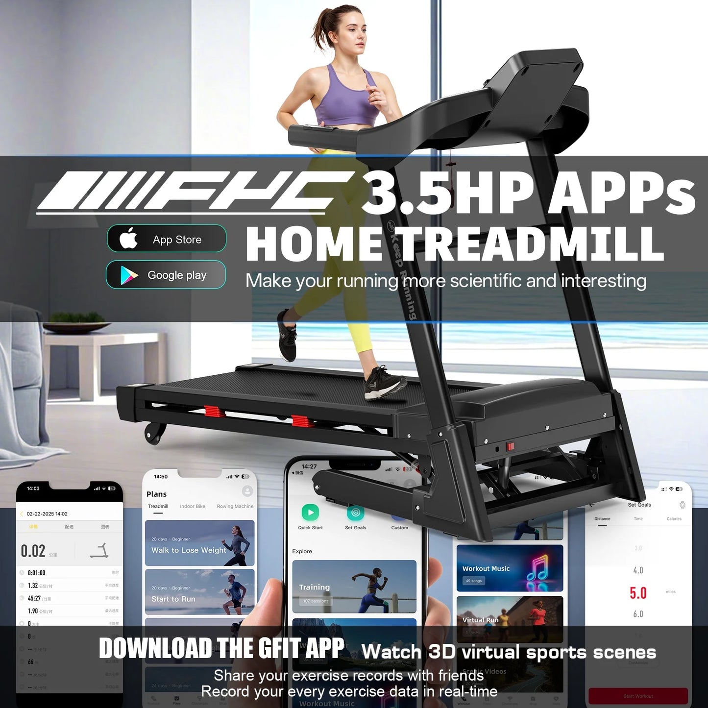 400Lb Capacity 3.5 HP Treadmill with 15% Auto Incline for Home - Heavy Duty Foldable Treadmill with App/Bluetooth - 18 Inch Wide Belt Folding Treadmill