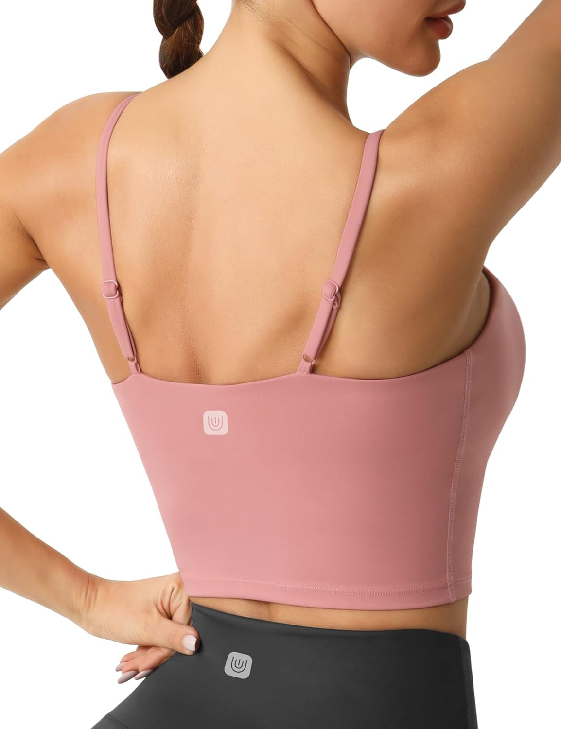 UUE Sports Bra for Women, Longline Padded Strappy Sports Bras Medium Support Yoga Gym Running Workout Crop Tank Tops