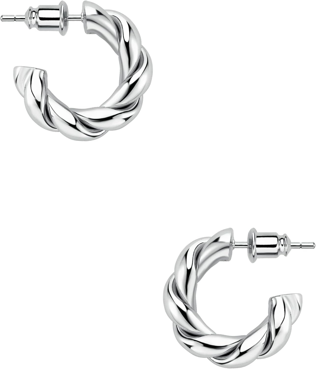 Wowshow Gold Hoop Earrings, 14K Gold Plated Chunky Small Hoop Earrings for Women Lightweight Jewelry Gifts 14/20/30/35/45MM