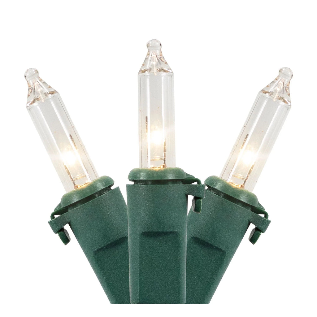Incandescent Mini Christmas Lights - Clear - 10' Green Wire - 50Ct