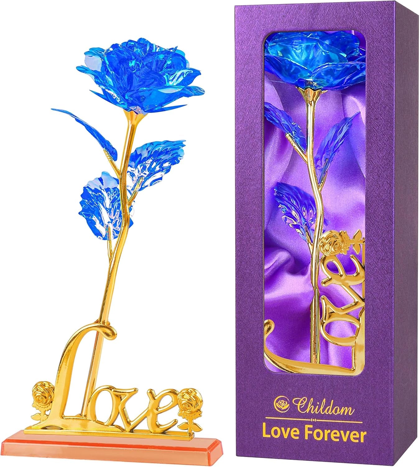 Childom Birthday Gifts for Women,Christmas Rose Gifts for Her Mom,Red Rose with Love Stand for Wife,Sweet Artificial Flower for Grandma,Women,Christmas,Birthday,Anniversary,Valentines,Mothers Day