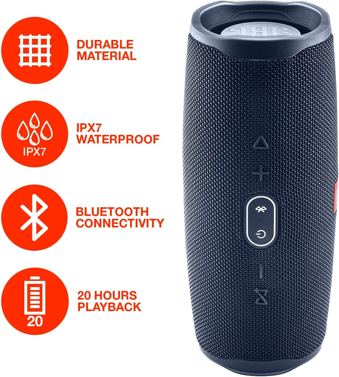 Boomph JBL Charge 4 Portable Waterproof Wireless Bluetooth Speaker Bundle Portable Hard Carrying Protective Case - Blue