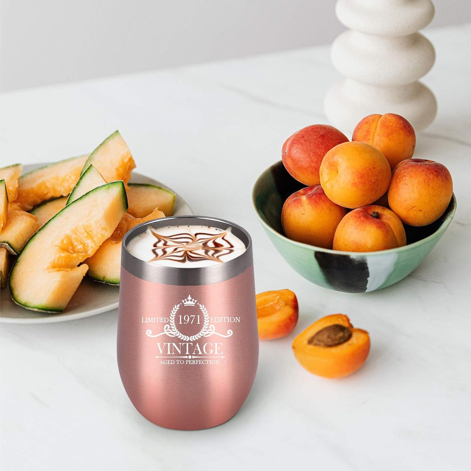 50Th Birthday Women, 1971 Vintage Aged Tumbler, Anniversary for Women Mom Aunt Friends, 50Th Birthday Decorations for Women Stainless Steel Tumbler, Rose Gold