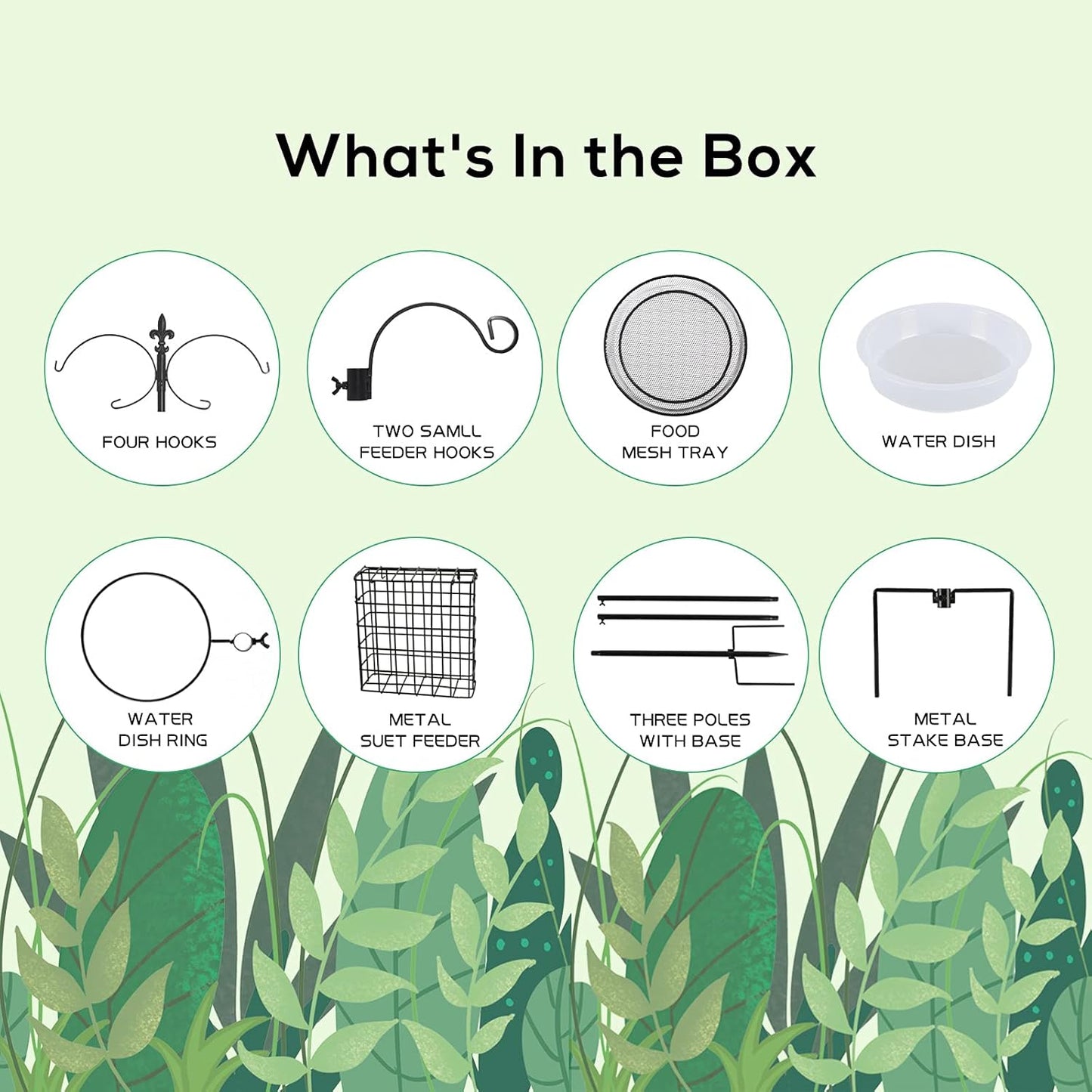 Gtongoko Deluxe Bird Feeding Station Kit 90.5 Inch, Bird Feeder Pole, Wild Bird Feeder Hanging Kit for Bird Watching, Bird Bath, Bird Feeder, Planter Hanger, 5 Prong Base, Black