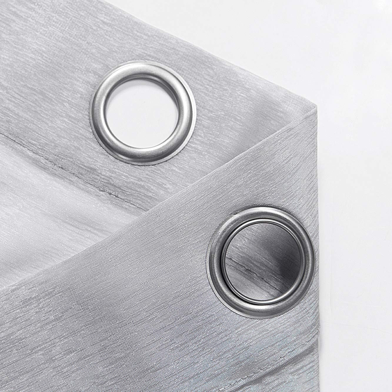 KOUFALL Silver Sheer Curtains, Luxury Curtain for Living Room Bedroom, Light Grey Grommet Backdrop Curtains for Party, 52 X 84 Inch Length, 2 Panels Set, Gray