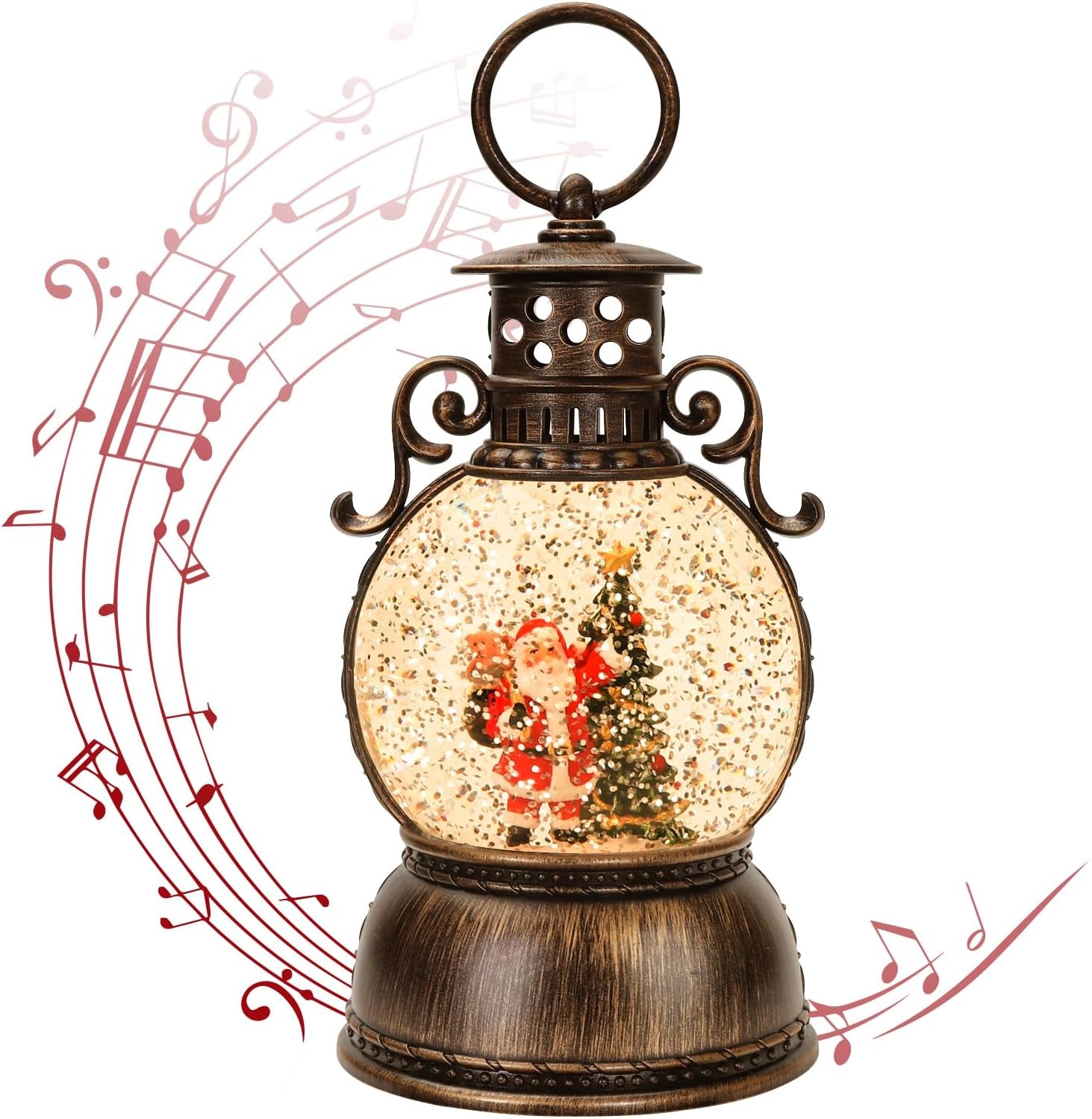 Snow Globe Christmas Decorations Musical Snow Globe Lantern, Christmas Table Lantern Caroler Lighted Water Lanterns USB & Battery Operated, Christma Decor Indoor and Xmas Gifts