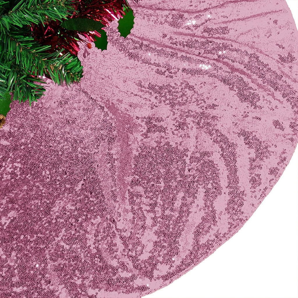 AMZLOKAE 48'' Black Sequin Tree Skirt - Sparkle Christmas/Halloween/Xmas Tree Skirt - Fits 5Ft to 7Ft Trees