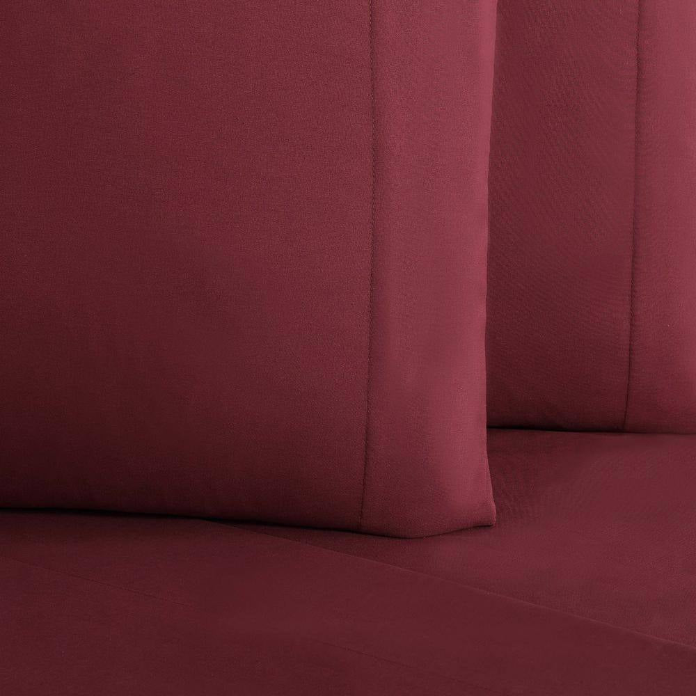 Burgundy 4-Piece Solid 180 Thread Count Microfiber King Sheet Set