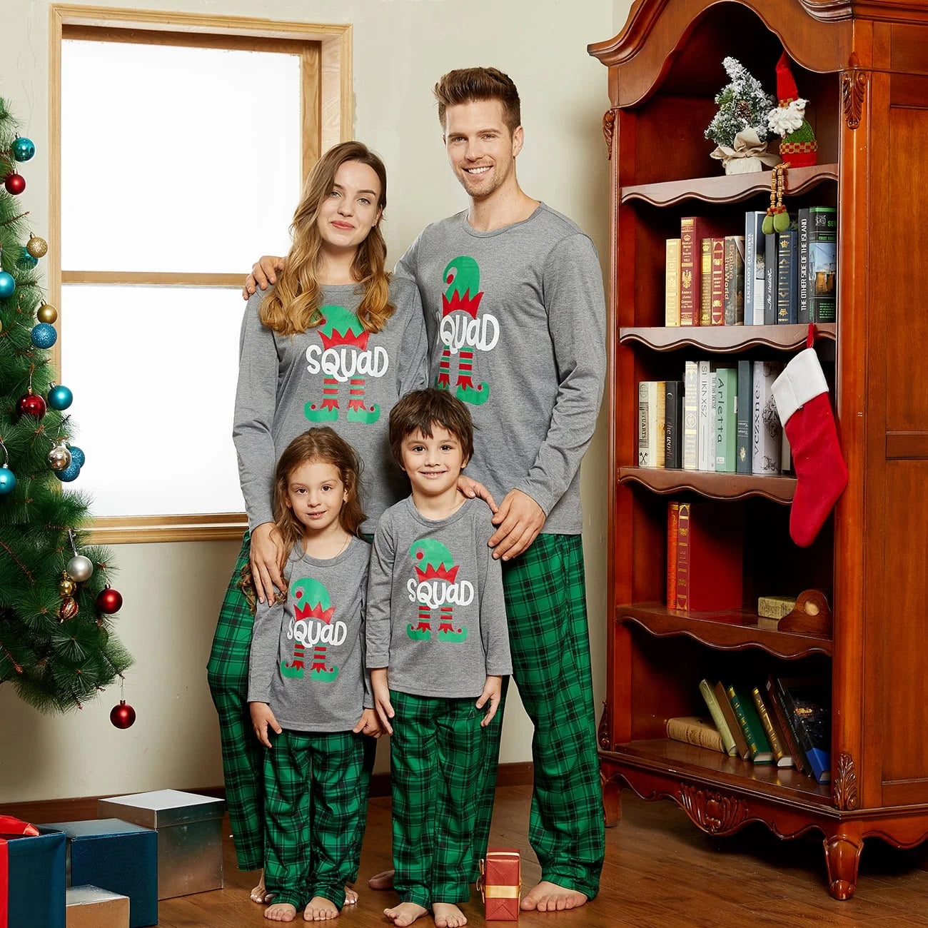 Baby Christmas Pajamas for Family Green Grey Long Sleeve Shower Gifts Pjs with Socks, One-Piece, Size 3-6M