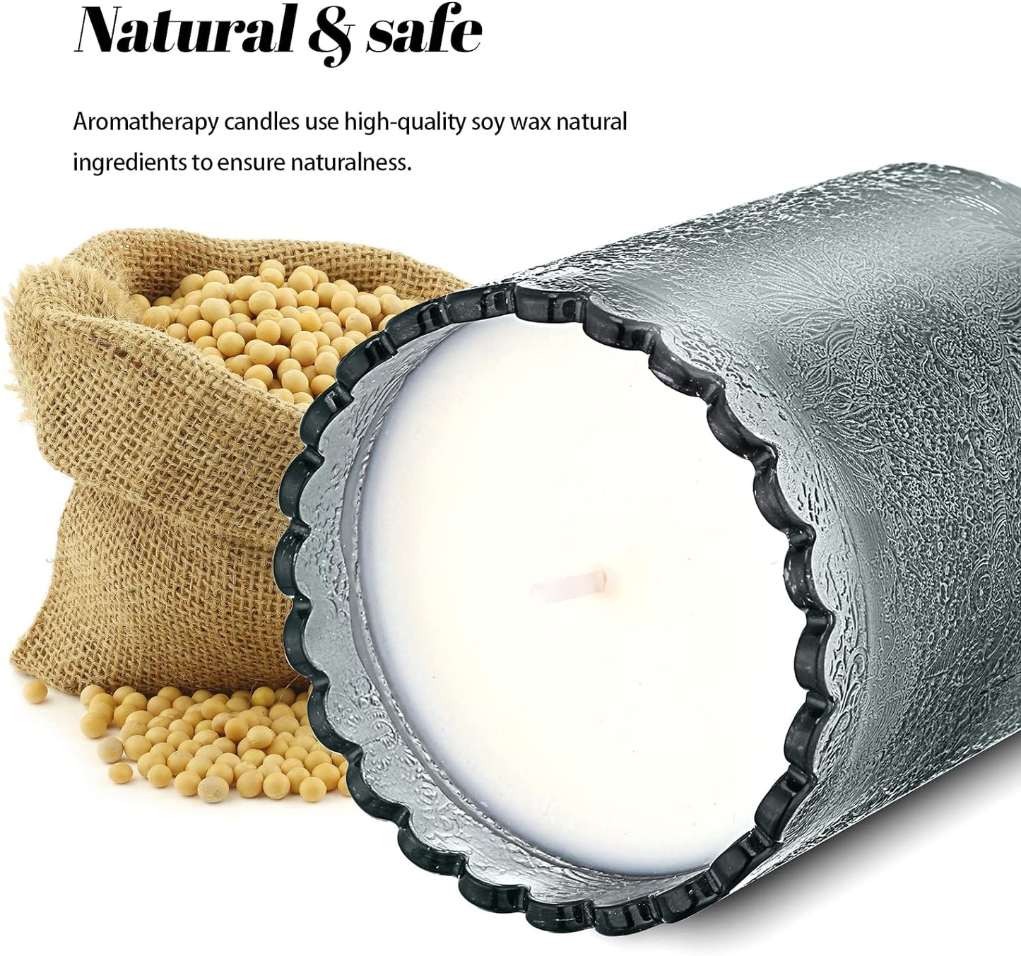 Valentines Day Decor Candles for Home Scented Natural Soy Wax Women Happy Birthday Set Kindle Aromatherapy Candle Gifts Large Glass Jar Pack Aesthetic Romantic Best Decorative (Gray)