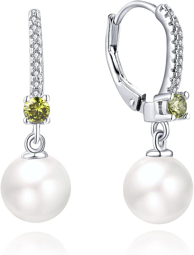 JO WISDOM 925 Sterling Silver Freshwater Pearl Hoop Earrings with Dangle Real Pearl,Simulated Pearls