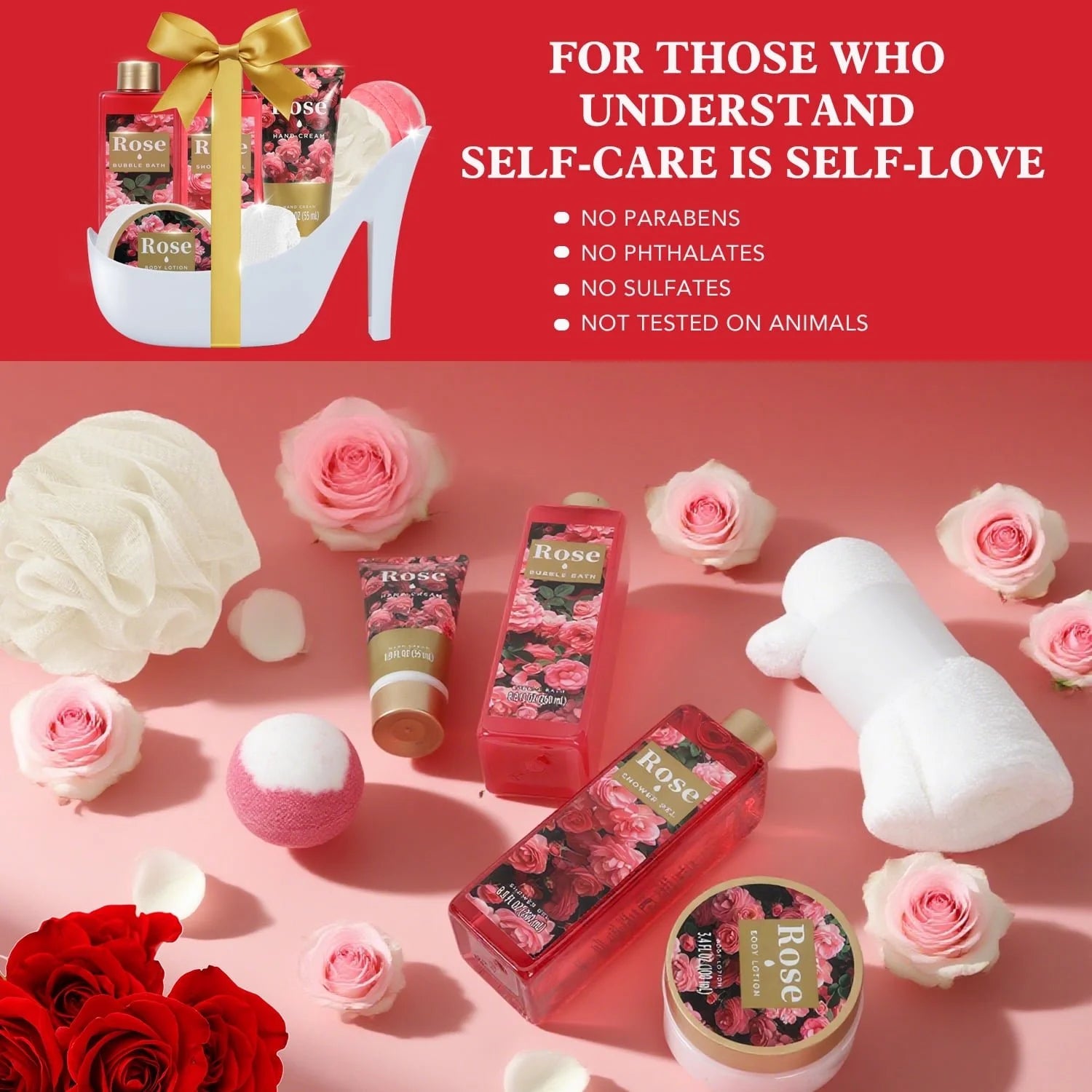Gift Sets for Women, 8 Pcs Christmas Luxury Rose Birthday Holiday Gift Baskets for Her