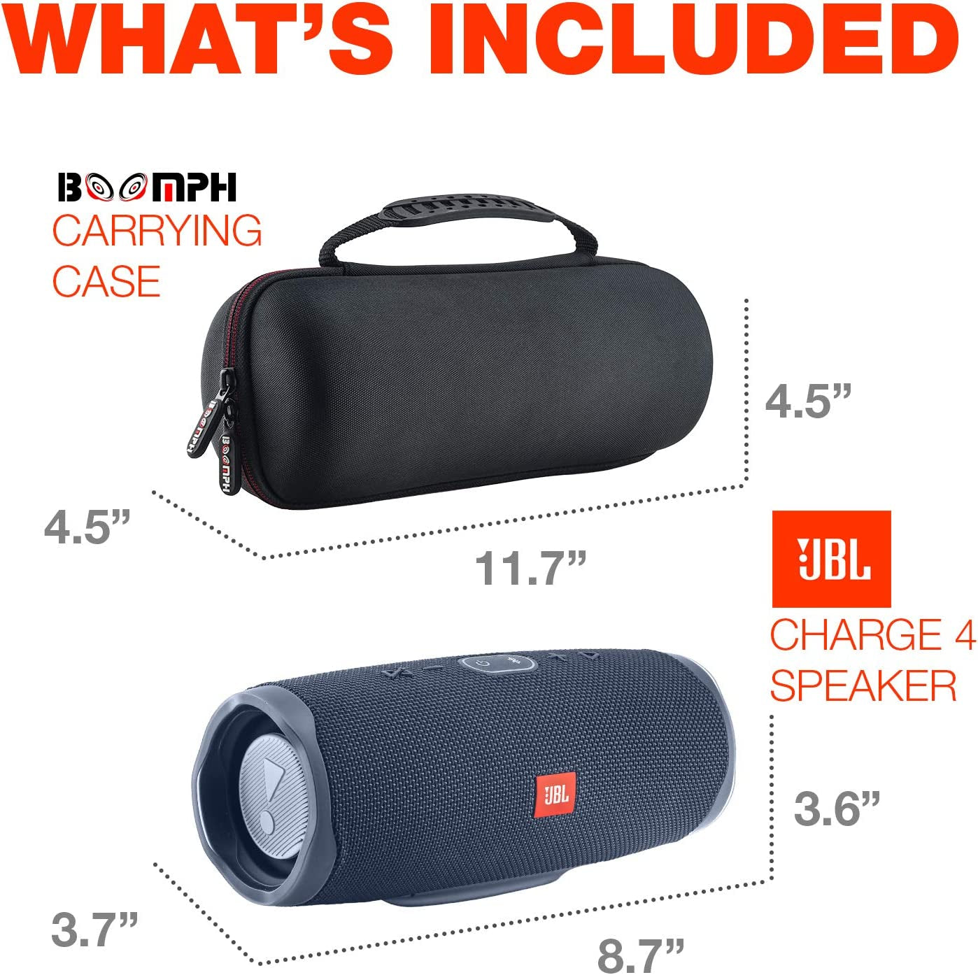Boomph JBL Charge 4 Portable Waterproof Wireless Bluetooth Speaker Bundle Portable Hard Carrying Protective Case - Blue