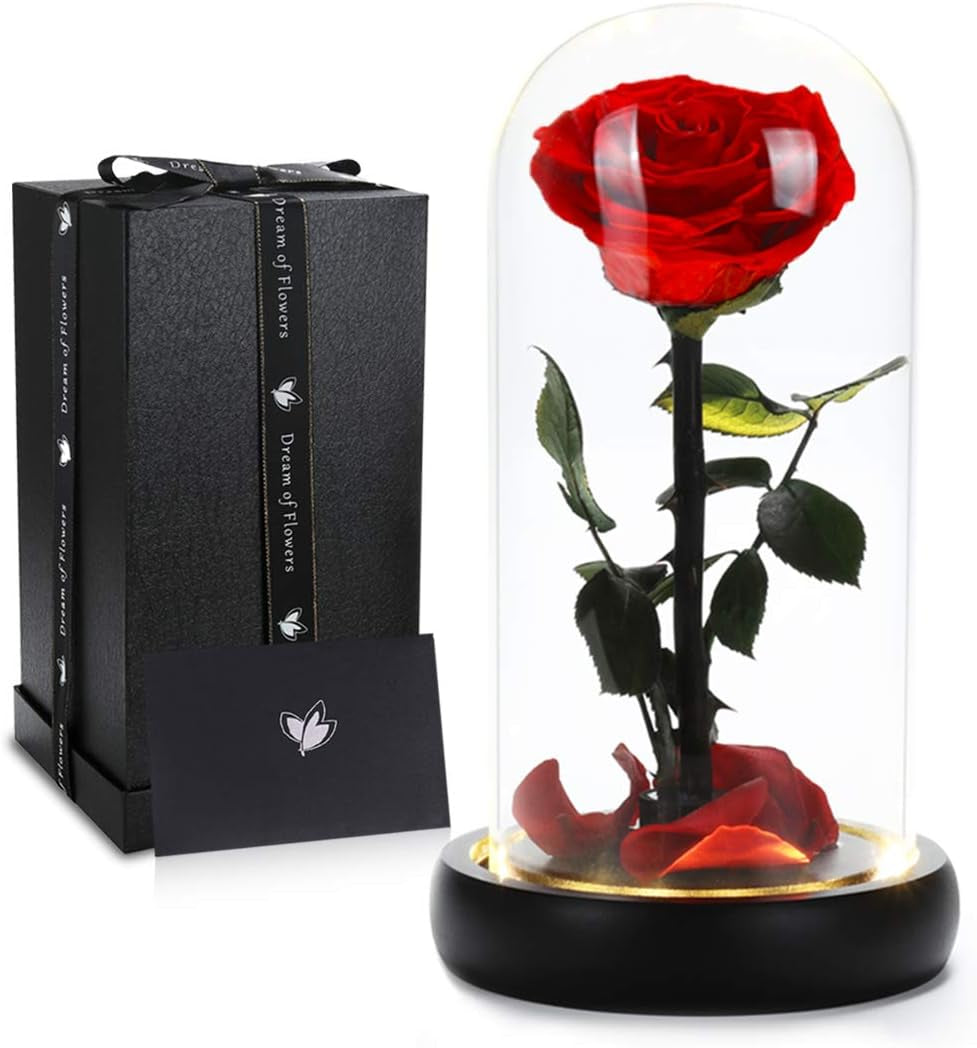 Valentines Gifts for Her,Birthday Gifts for Women,Colorful Flowers Rose in Glass Dome,Galaxy Flowers Rose with 2 Lighted Mode,Rainbow Rose Flower Gifts for Women,Valentines Gifts for Girlfriend