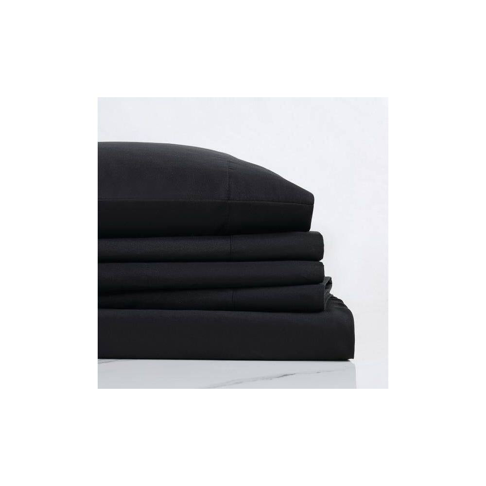 Black 3-Piece Solid 180 Thread Count Microfiber Twin Sheet Set