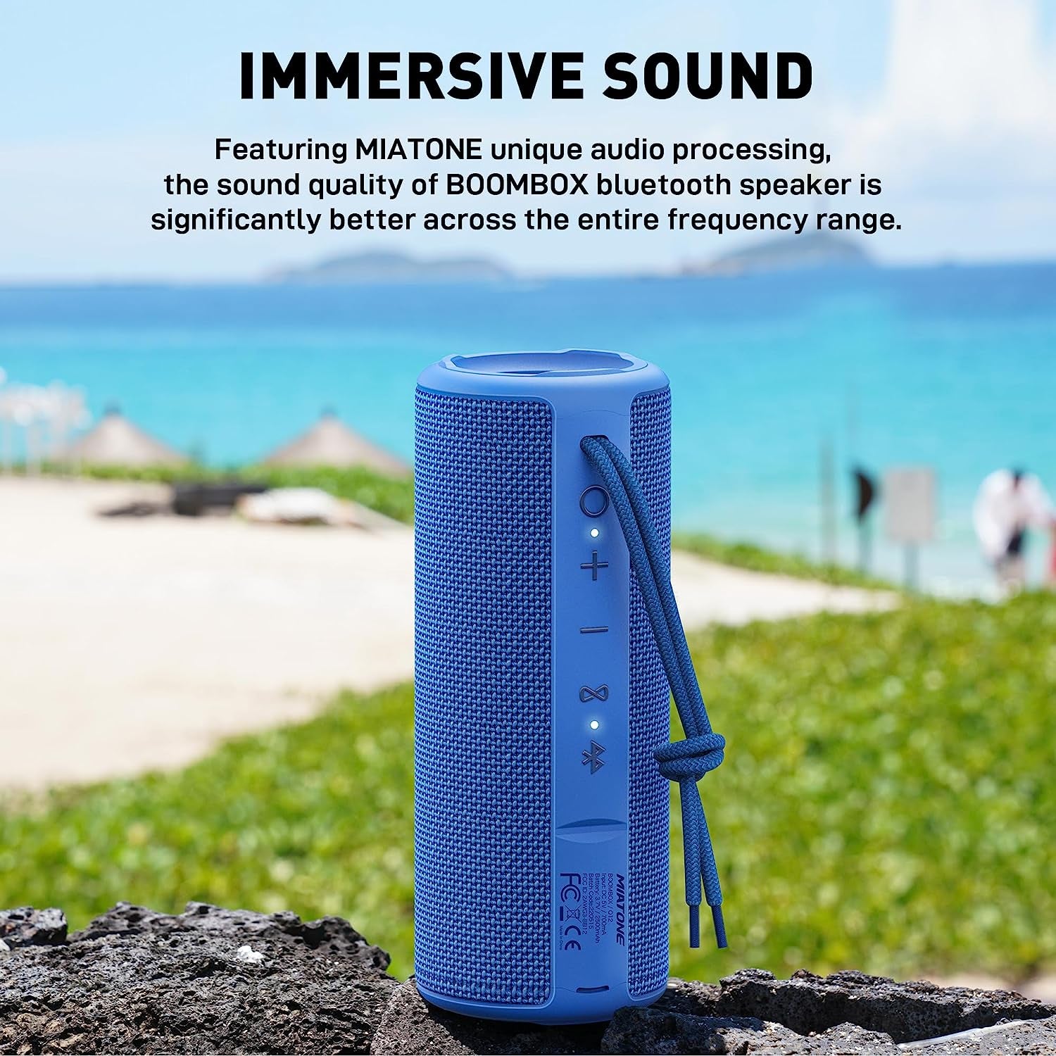 MIATONE Boombox Outdoor Portable Bluetooth Speakers Wireless Speaker Waterproof - Blue