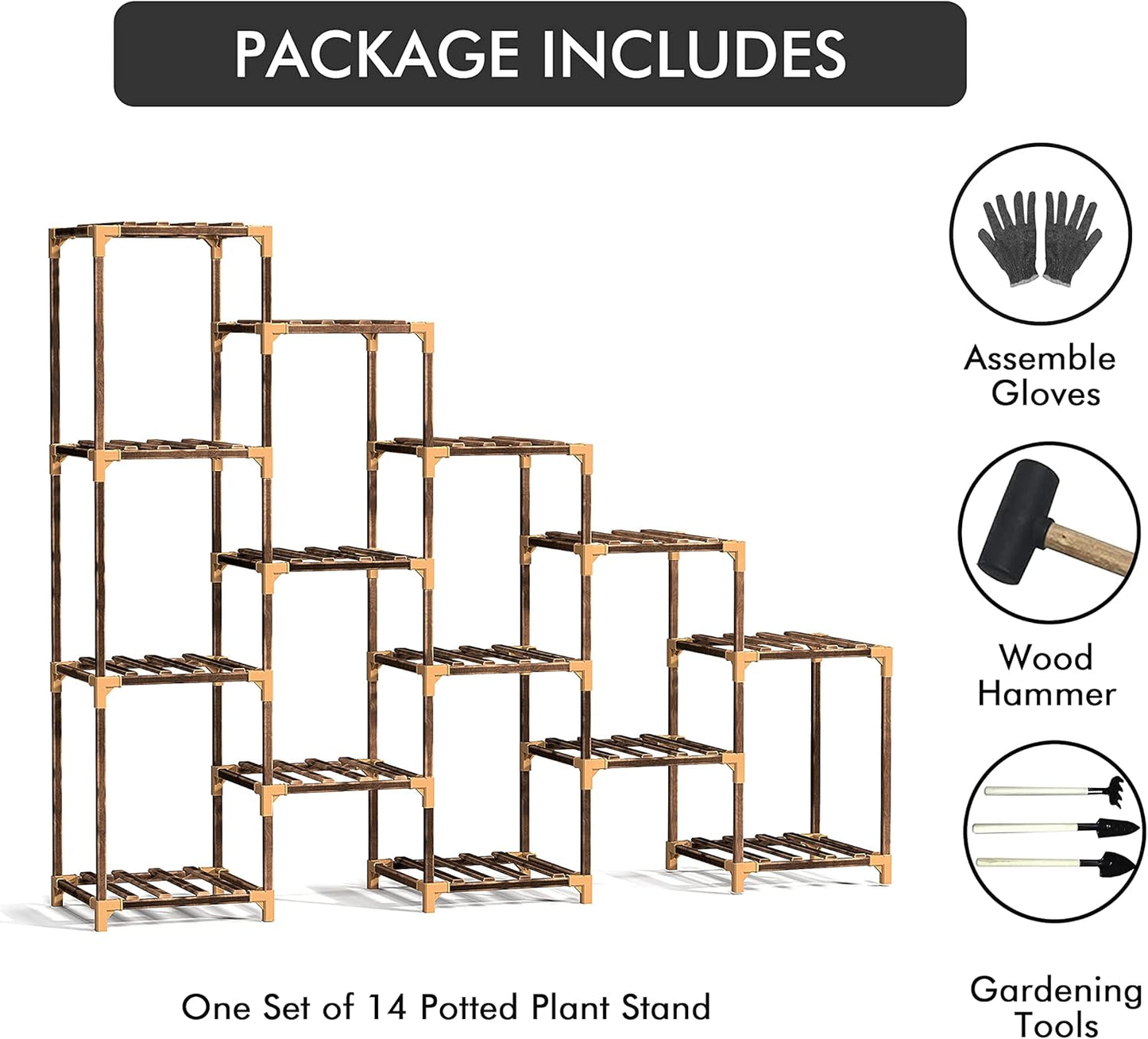 New England Stories Wood Plant Stand Indoor, Outdoor for Multiple Plants, Tiered Plant Shelf Ladder Table Plant Pot Stand for Living Room, Patio, Balcony