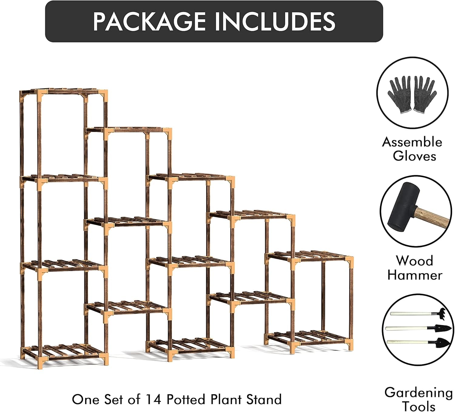 New England Stories Wood Plant Stand Indoor, Outdoor for Multiple Plants, Tiered Plant Shelf Ladder Table Plant Pot Stand for Living Room, Patio, Balcony