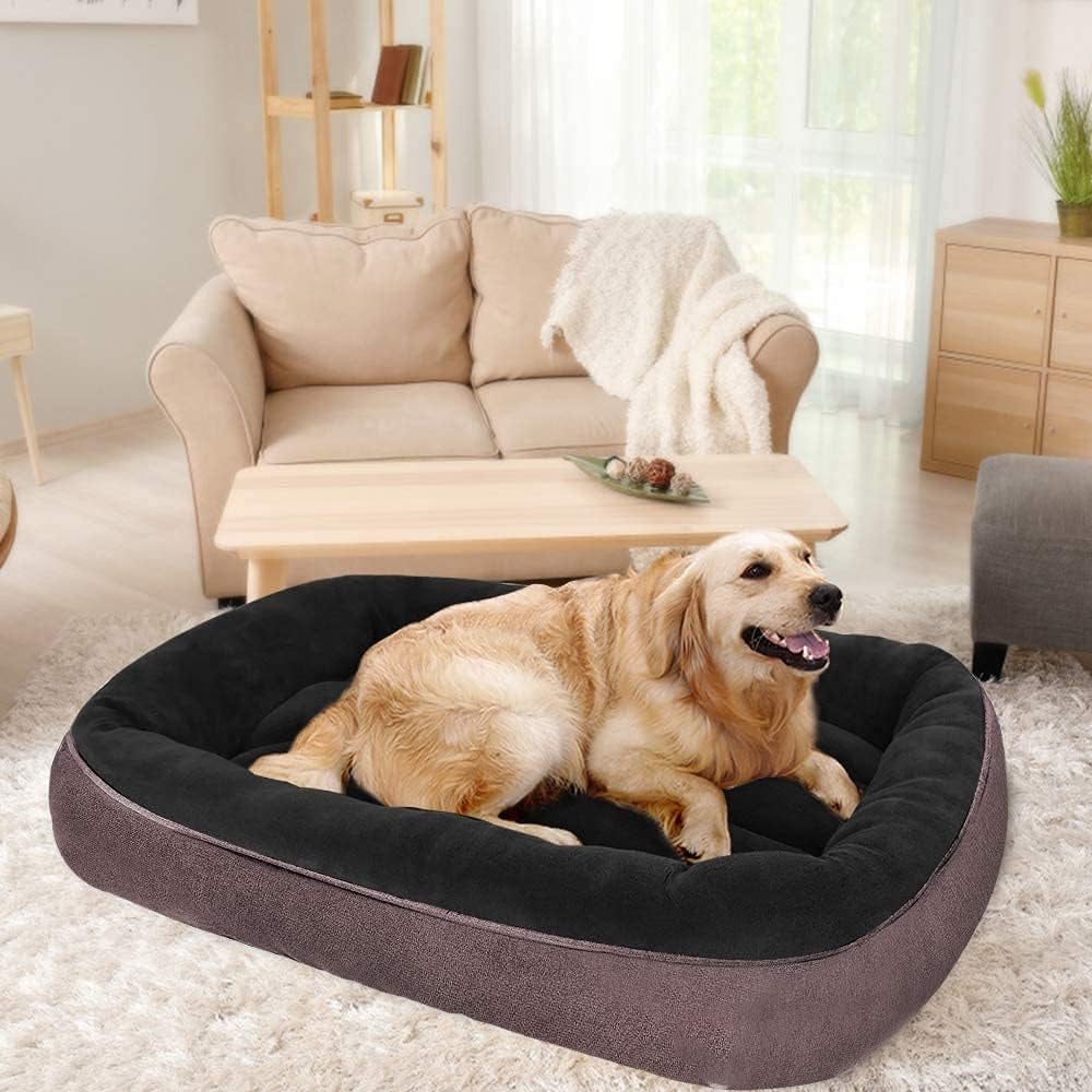 CLOUDZONE Dog Bed for Medium Dogs/Large/Small, Washable Rectangle Pet Bed Thickened Enough with Soft Coral Fleece and Non-Slip Bottom