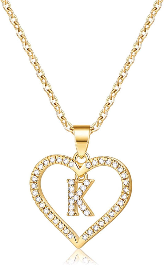 IEFSHINY Initials Letter Necklace for Women and Girls, 14K Gold Plated K Letter Big CZ Pendant Necklace for Teens, Jewelry Gift for Mother'S Day and Valentine'S