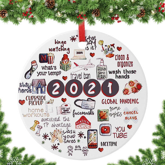 2021 Christmas Ornaments, Meaningful Christmas Tree Hanging Decorations Pandemic Commemorative Ornament Gift for Xmas