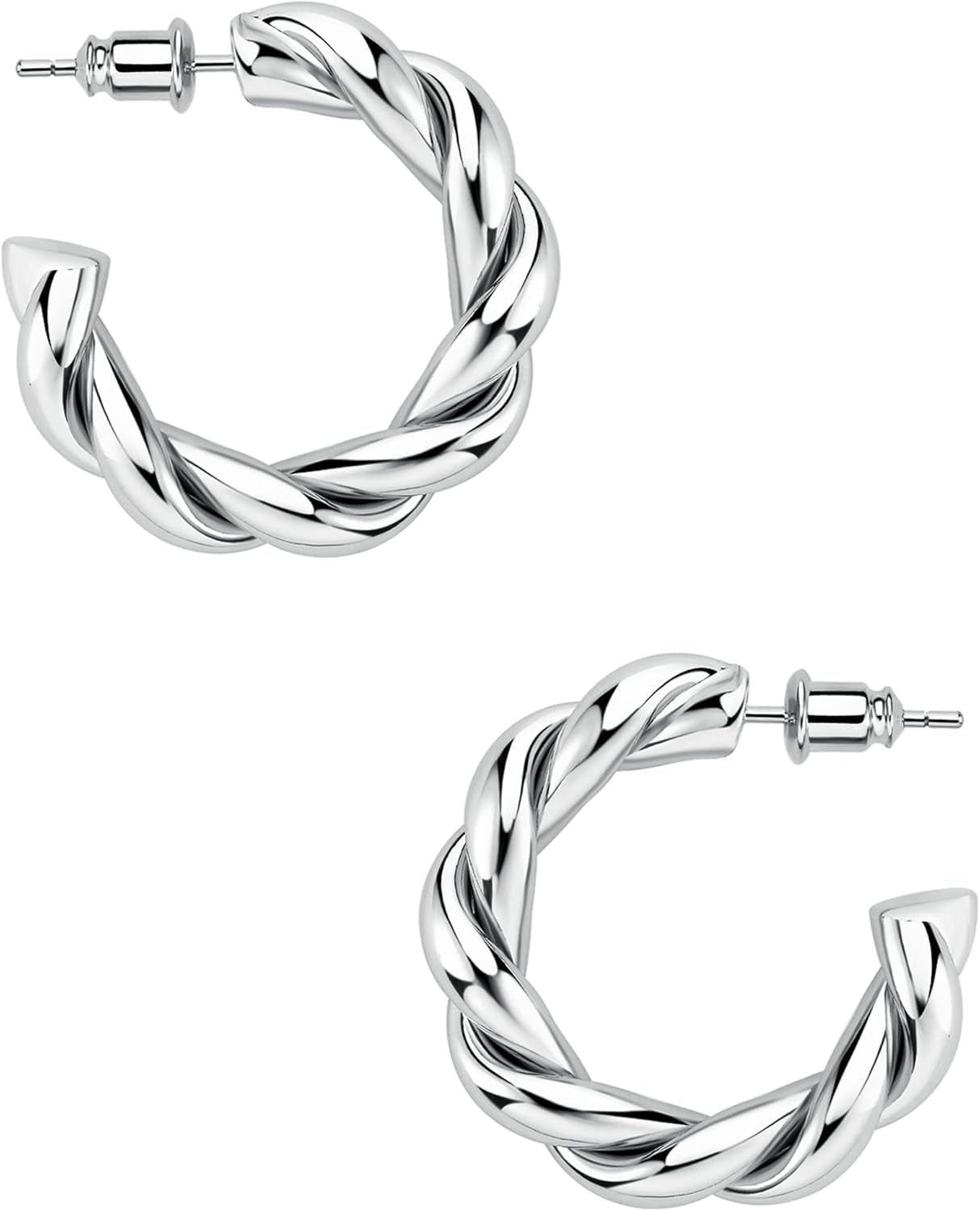 Wowshow Gold Hoop Earrings, 14K Gold Plated Chunky Small Hoop Earrings for Women Lightweight Jewelry Gifts 14/20/30/35/45MM