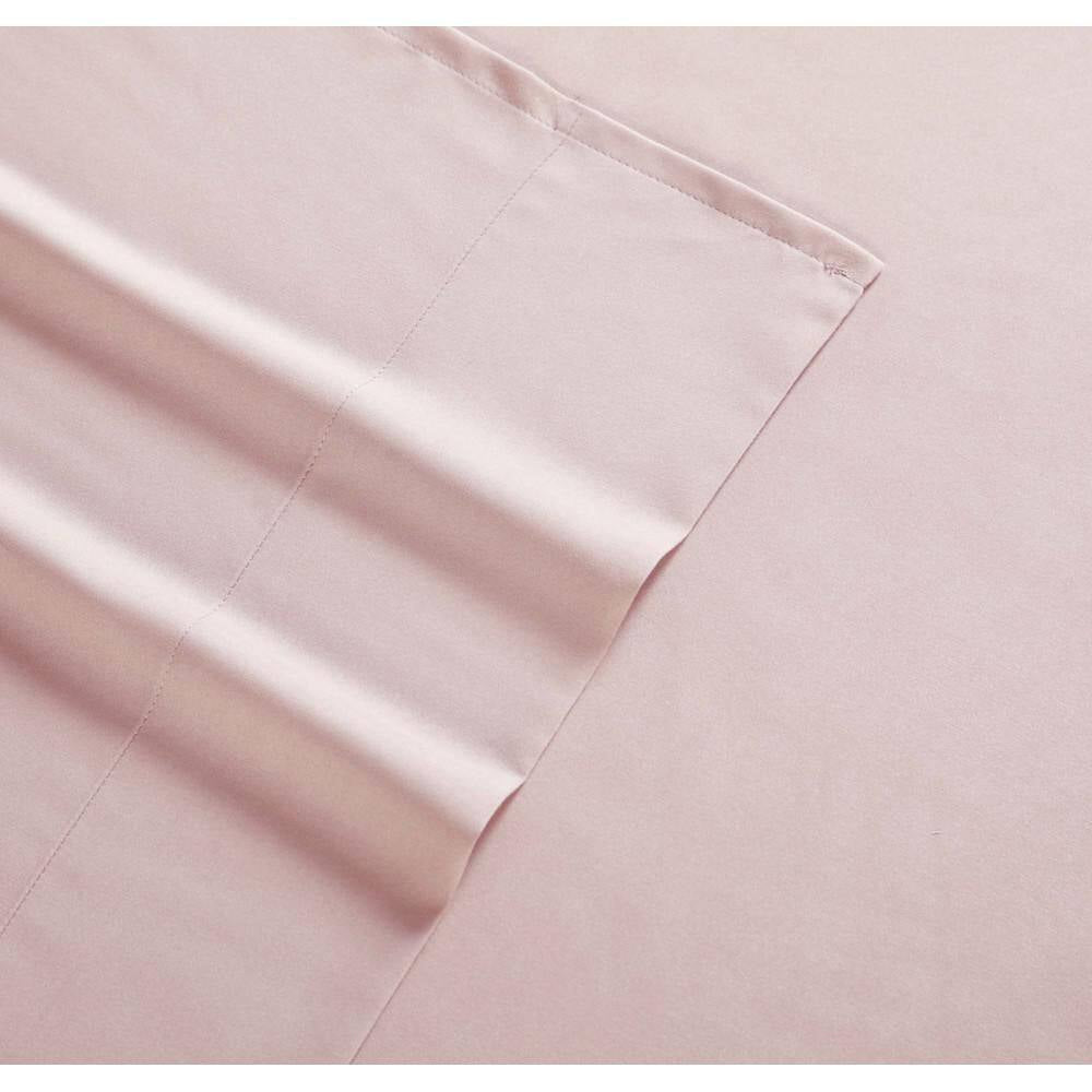 Blush 4-Piece Solid 180 Thread Count Microfiber King Sheet Set