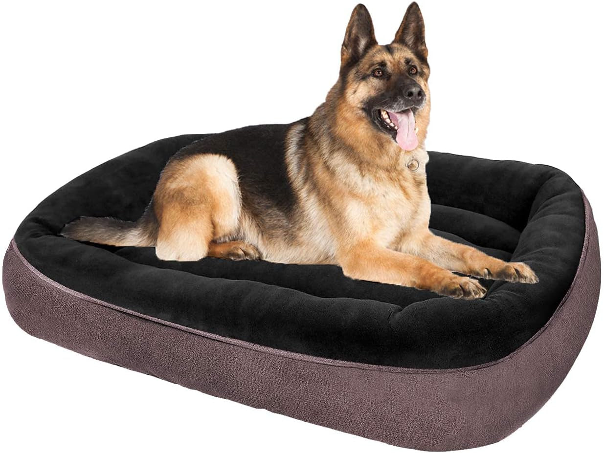 CLOUDZONE Dog Bed for Medium Dogs/Large/Small, Washable Rectangle Pet Bed Thickened Enough with Soft Coral Fleece and Non-Slip Bottom