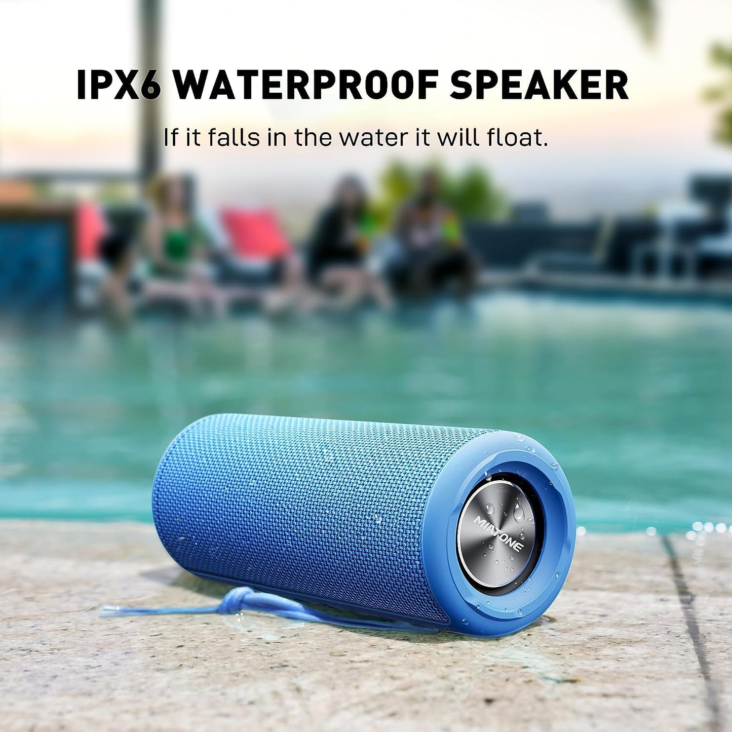 MIATONE Boombox Outdoor Portable Bluetooth Speakers Wireless Speaker Waterproof - Blue