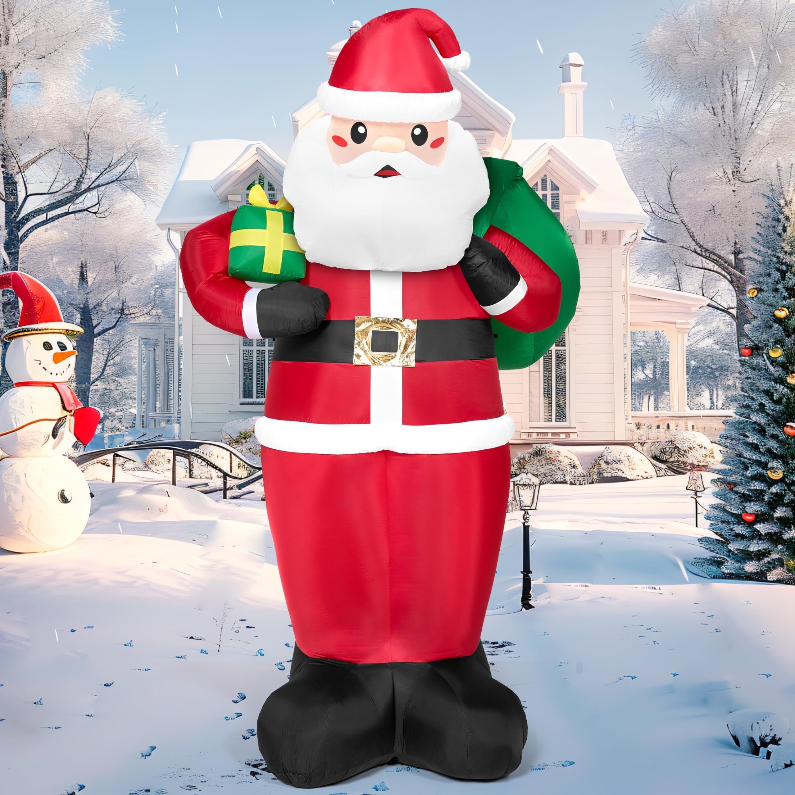12 Ft Tall Giant Christmas Inflatable Santa with Gifts, Santa Blow up outside Christmas Decorations with Build in Leds for Xmas Outdoor Decorations Yard Indoor Outdoor Garden Lawn Party Decor
