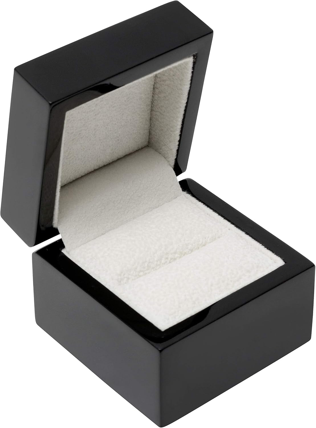 Noble Piano Wood Ring Box - Luxury Engagement Ring Box for Proposal Ring or Special Occasions - Comes with a Two Piece Packer and Ribbon (Black)