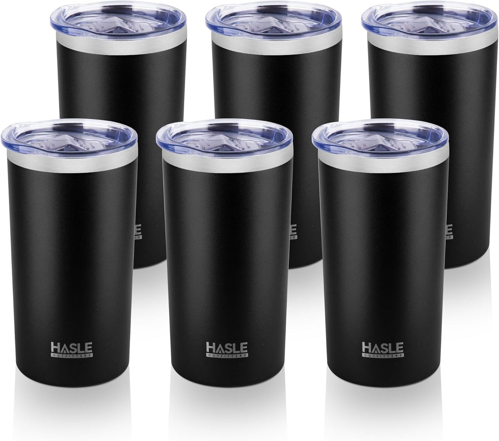 HASLE OUTFITTERS 20 Oz Skinny Tumblers Bulk Set, Stainless Steel Insulated Slim Tumblers with Lids Travel Water Cups(Stainless Steel, 8)