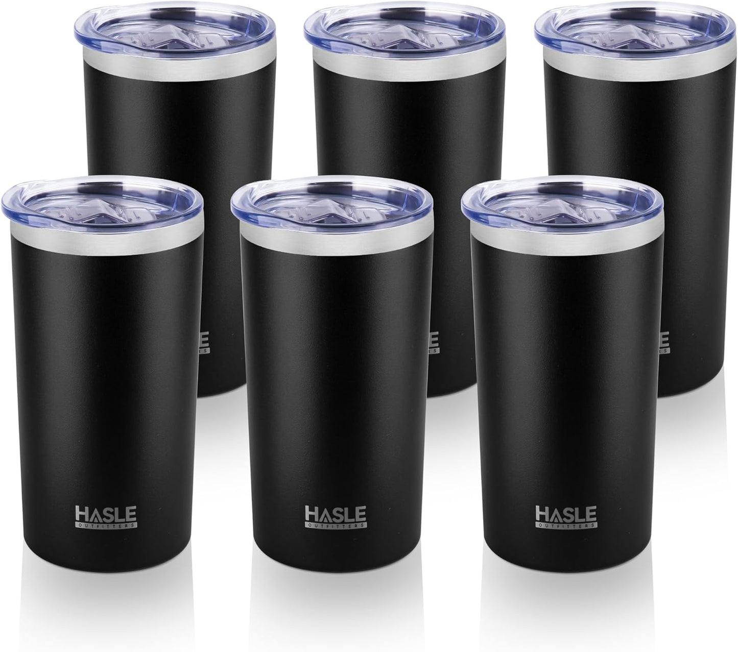 HASLE OUTFITTERS 20 Oz Skinny Tumblers Bulk Set, Stainless Steel Insulated Slim Tumblers with Lids Travel Water Cups(Stainless Steel, 8)