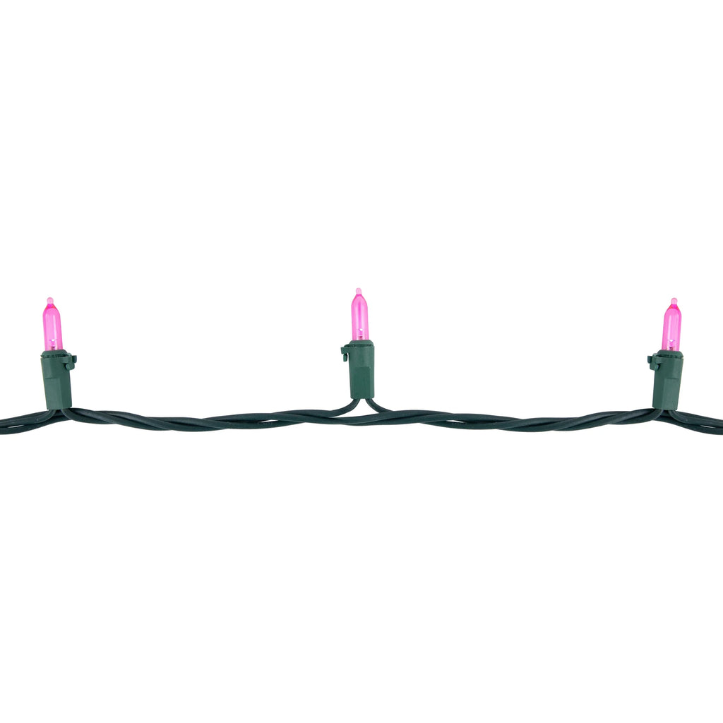 LED Mini Christmas Lights - Pink - 16.25' Green Wire - 50Ct