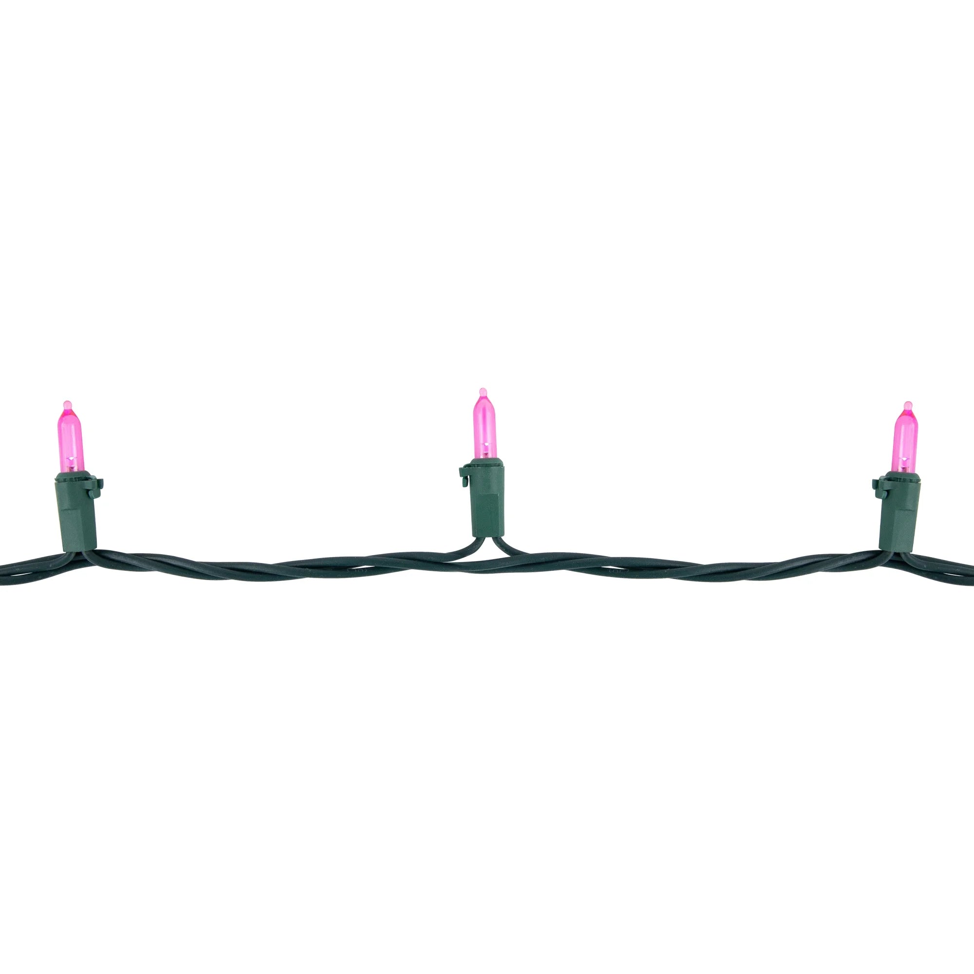LED Mini Christmas Lights - Pink - 16.25' Green Wire - 50Ct