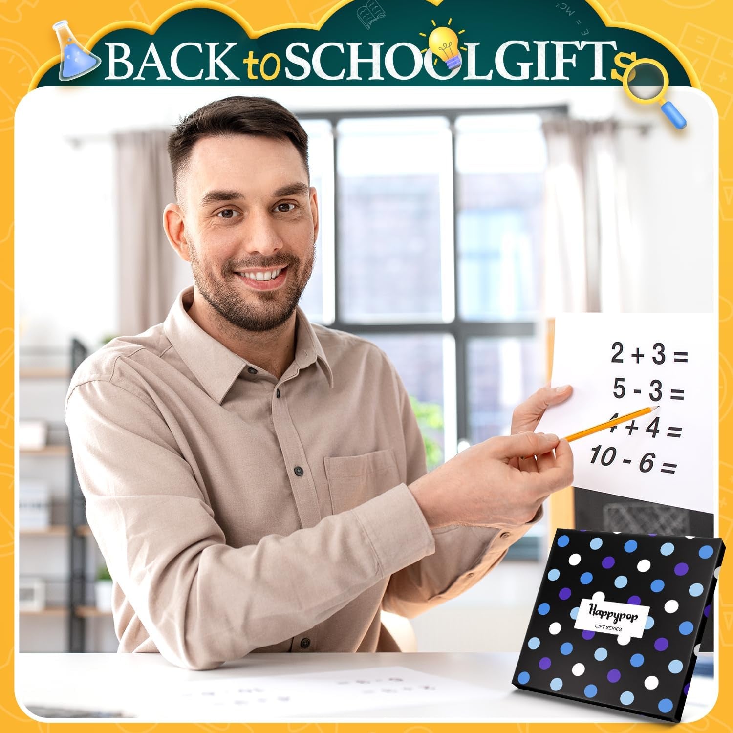 HAPPYPOP Funny Socks for Men - Math Chemistry Gifts for Male, Pi Day Gifts for Math Lovers