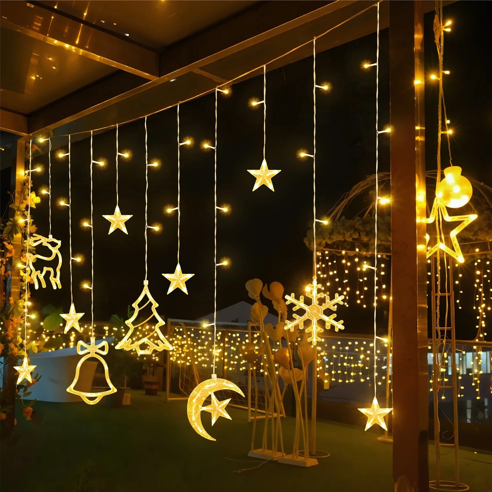 Christmas Decorations, 11.5FT Christmas Hanging Curtain Lights for Indoor Outdoor Window Home Xmas Decor