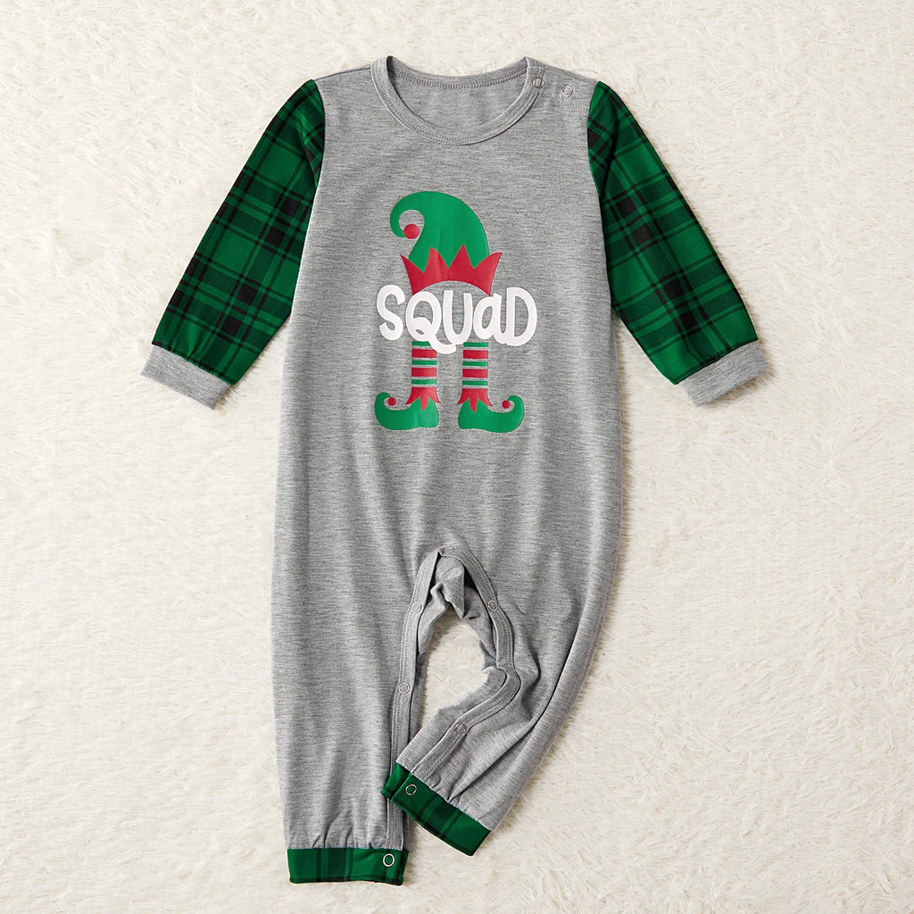 Baby Christmas Pajamas for Family Green Grey Long Sleeve Shower Gifts Pjs with Socks, One-Piece, Size 3-6M