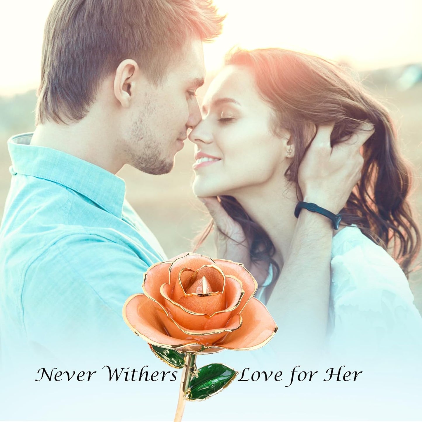 Sinvitron Gold Dipped Infinity Rose Forever Flower Decor, Resin Preserved Real Rose Birthday Gift for Women, Anniversary Present for Mom (Pink)