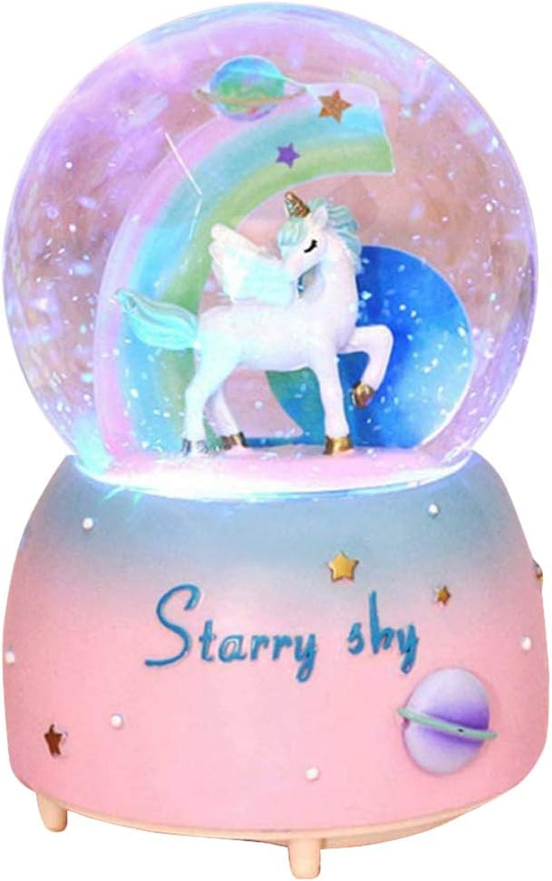 Unicorn Snow Globe for Kids, 80 MM Snow Globe with Musics, Perfect Unicorn Music Box for Granddaughters Babies Birthday