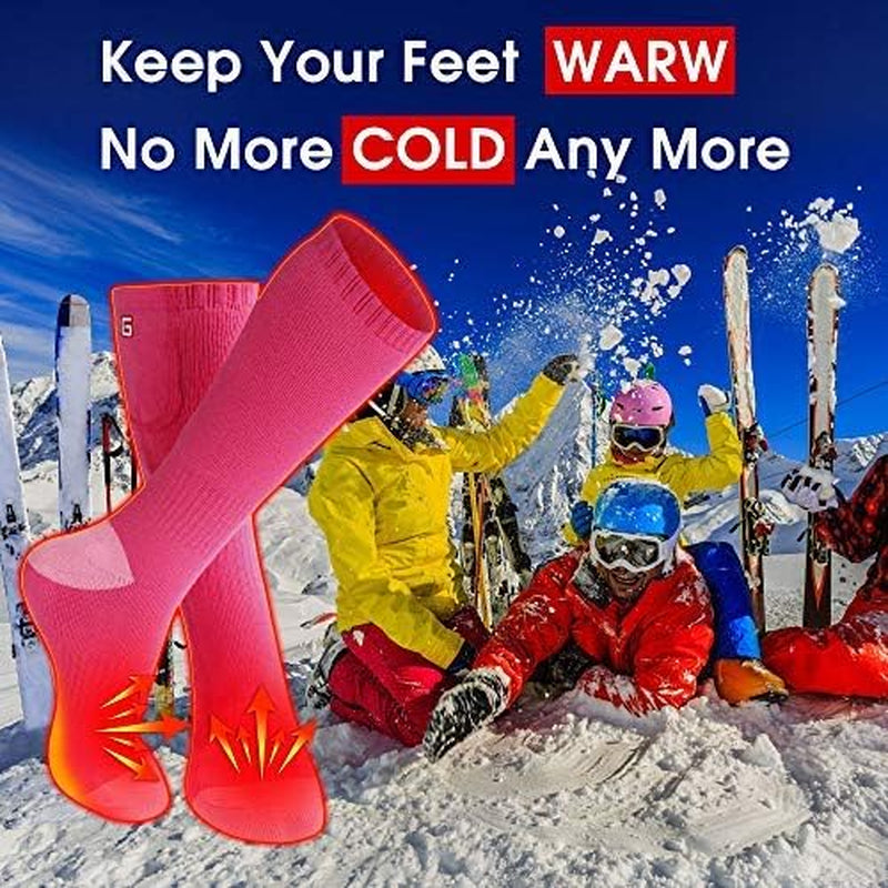 Women Girls Battery Socks Rechargeable Electric Heated Socks,Battery Powered Heat Insulated Socks Kit Winter Warm Thermal Heating Socks,Cold Weather Battery Sock Ski Hunt Bike Foot Warmer
