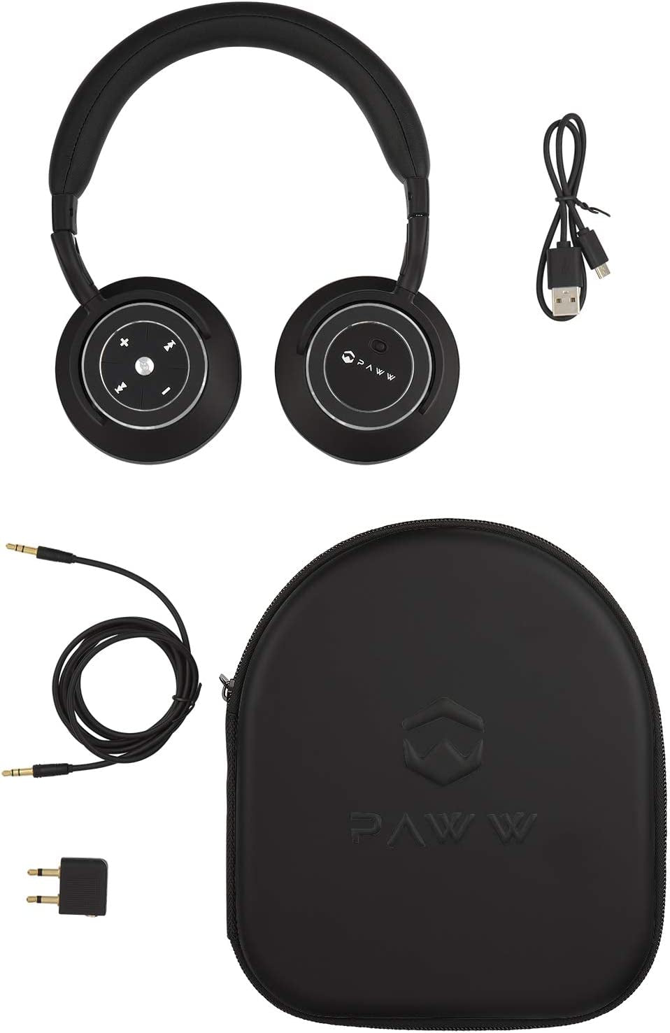 Paww Wavesound 3 Bluetooth 5.0 Headphones Active Noise Cancelling / 16-Hour Battery Life with Precision-Engineered Sound / Foldable Travel & Over-Ear Headphones (Black)