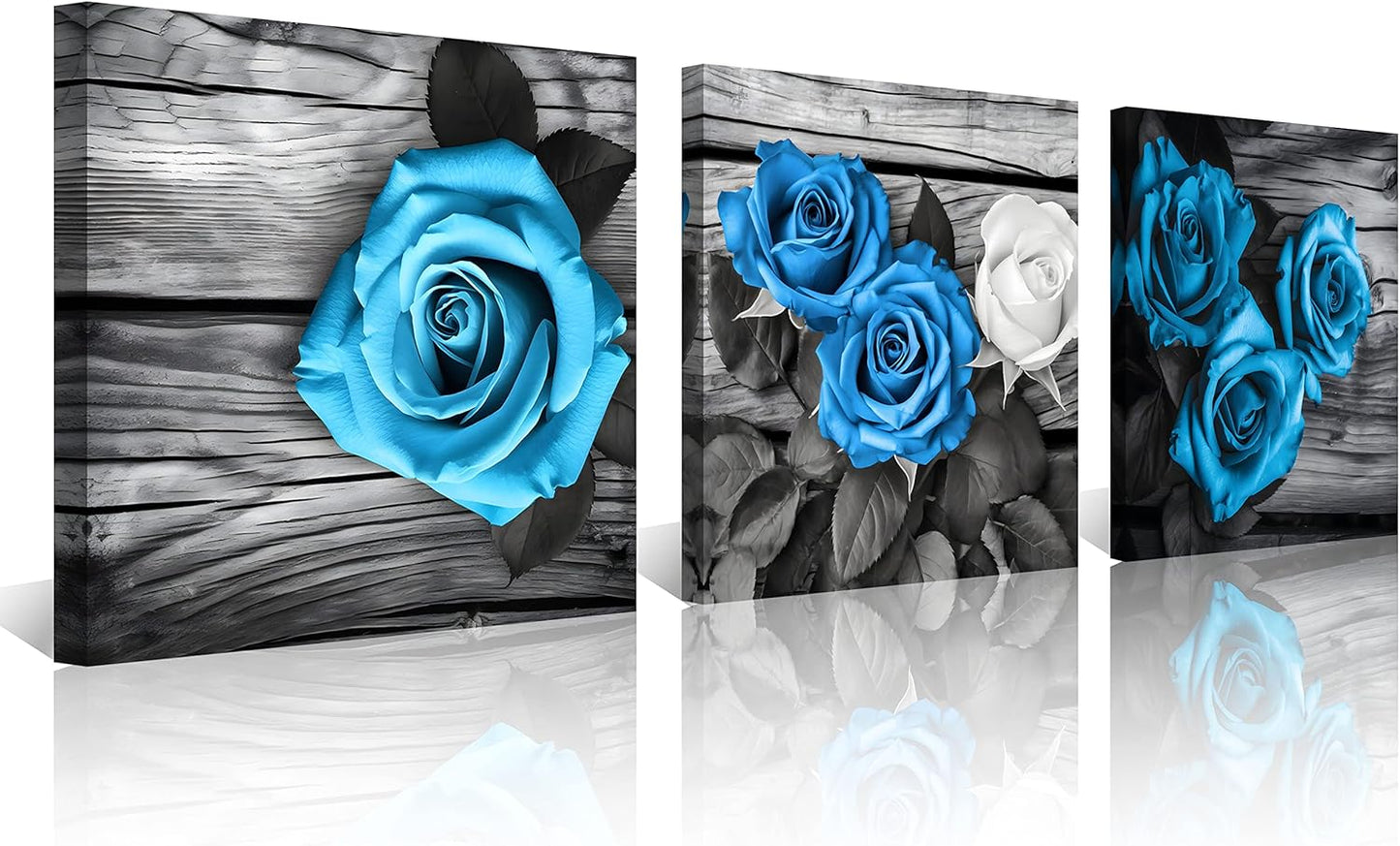 NAN Wind Canvas Print 3 Pcs Black and White Red Rose Canvas Art Painting Abstract Wall Art Decorations Flower Picture on Canvas for Home Decor Stretched and Framed (16X16Inchx3Pcs, A-Rose)