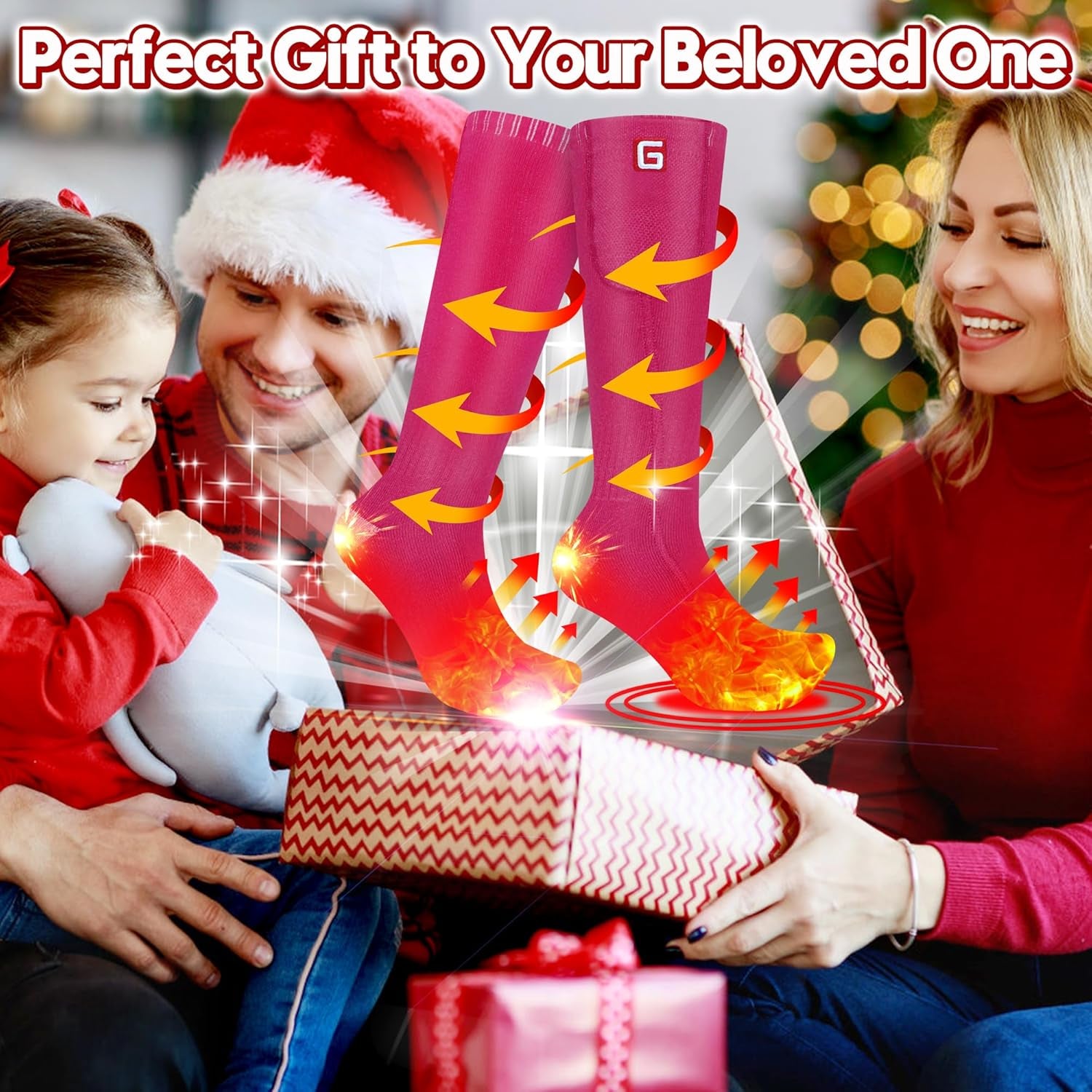 Women Girls Battery Socks Rechargeable Electric Heated Socks,Battery Powered Heat Insulated Socks Kit Winter Warm Thermal Heating Socks,Cold Weather Battery Sock Ski Hunt Bike Foot Warmer