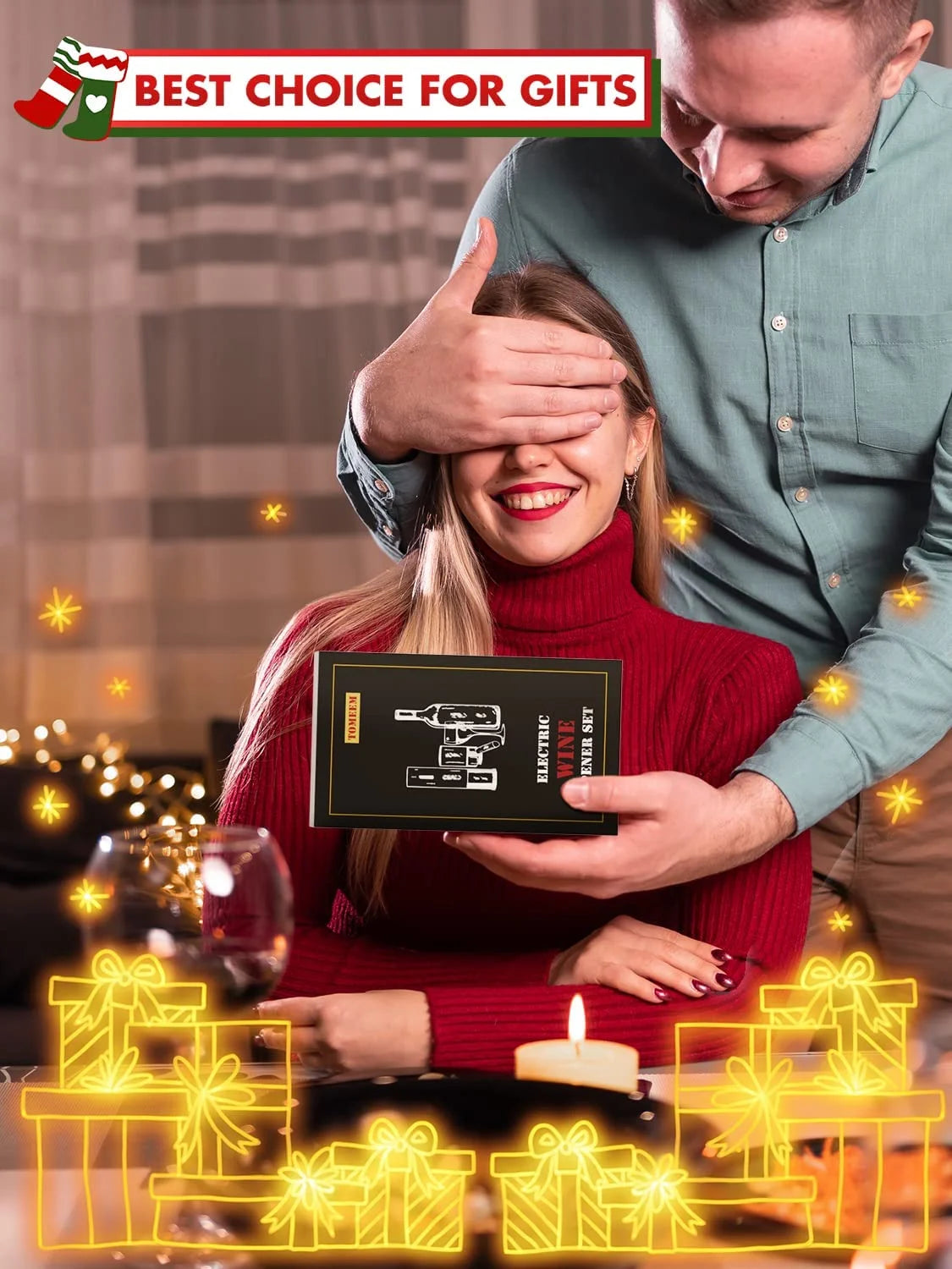 4-Piece Stainless Steel Wine Opener Set with Rechargeable Electric Wine Bottle Opener