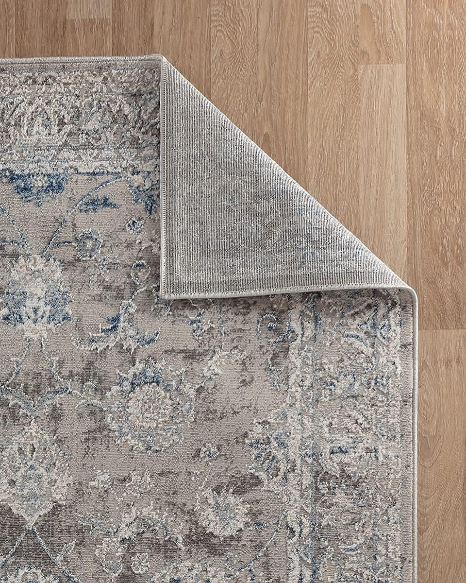 The Sofia Rugs - Kitchen Rugs and Kitchen Mats for Floor, Kitchen Rugs Non Slip Kitchen Runner Rug with TPR Backing, 100% Polypropylene Mats for Kitchen Decor (Blue/Grey Vintage, 72"X40")