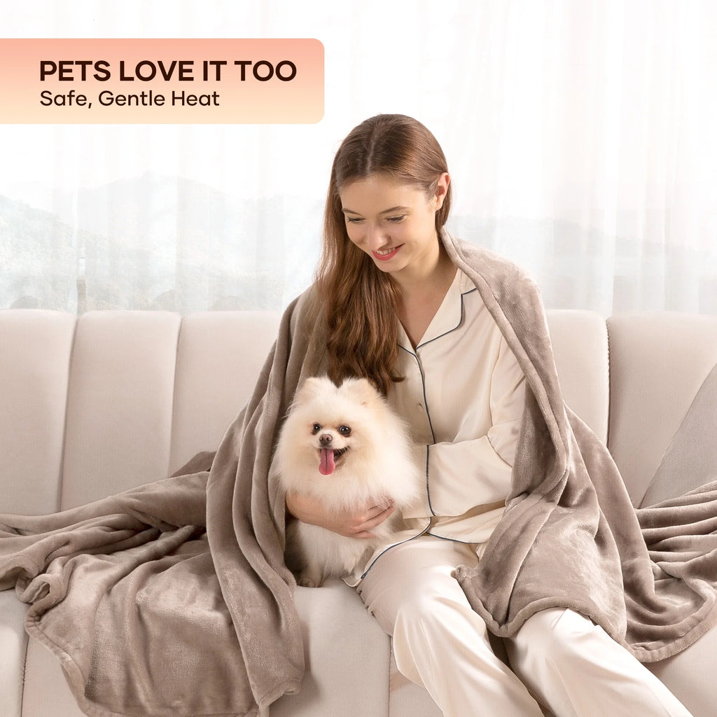 Electric Blanket 72" X 84" Full Size Heated Blanket, Fast Heating, 6 Heating Levels, 10H Auto-Off, Machine Washable - Linen