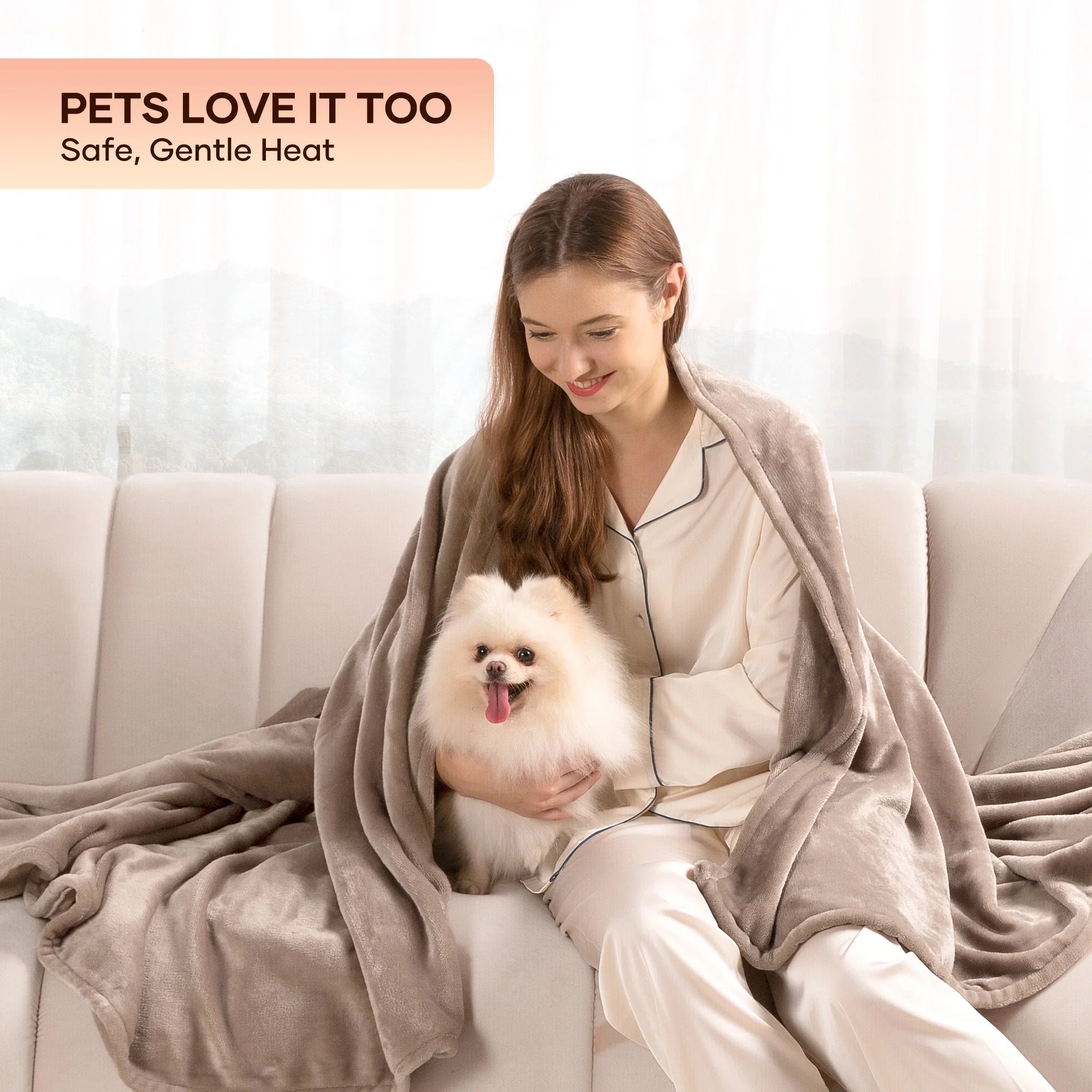 Electric Blanket 72" X 84" Full Size Heated Blanket, Fast Heating, 6 Heating Levels, 10H Auto-Off, Machine Washable - Linen