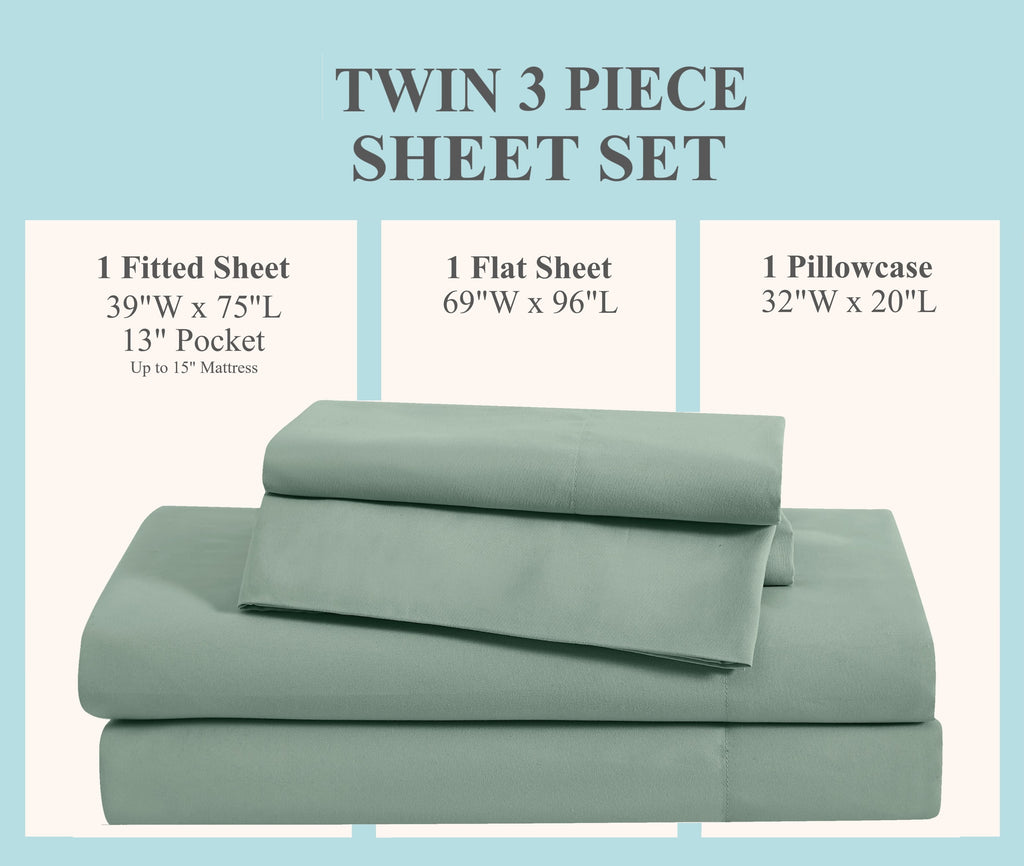 Everyday Solid Microfiber 100% Microfiber Polyester Deep Pocket White 3-Piece Twin, All Season, Adult Size, OEKO-TEX Certified